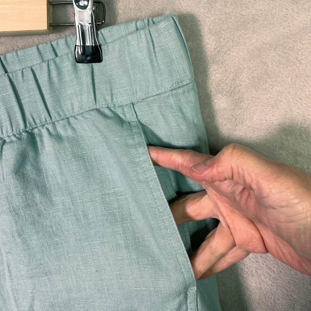 NWTnPure Jill Linen Crop Pants Pull On Elastic Waist Womens XL Lucite Coastal - Picture 4 of 11